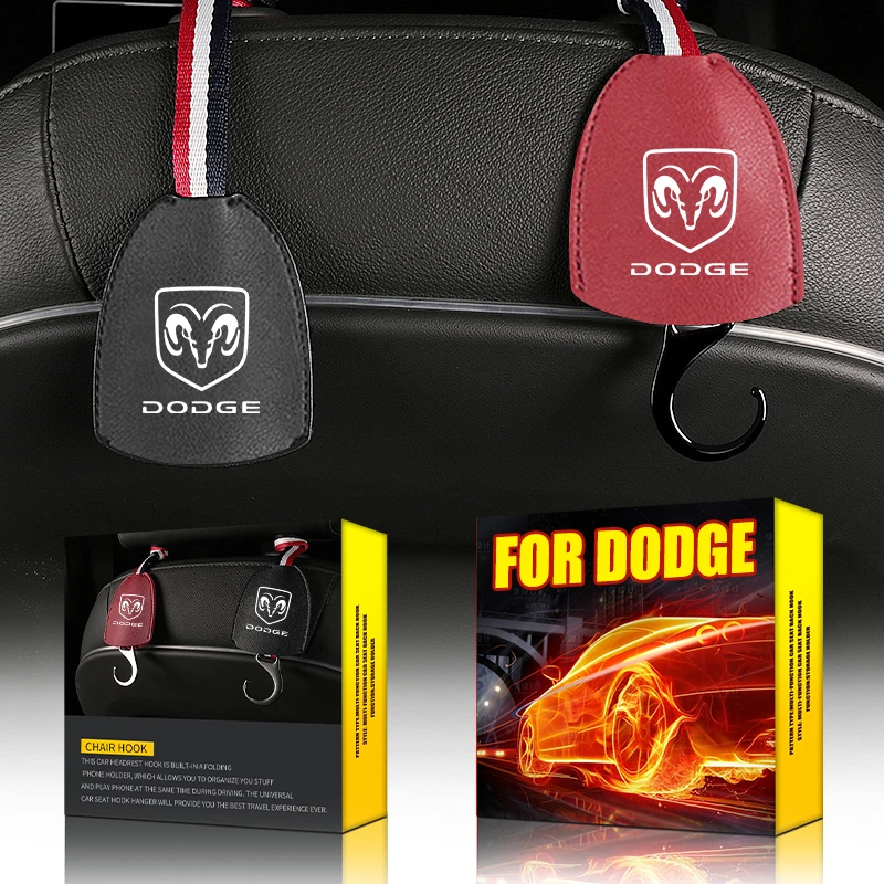 Car Logo Back Seat Hook Headrest Hanger Holster Accessories For Dodge Caliber Journey ram durango Charger SRT 2021 logo | Автомобили и