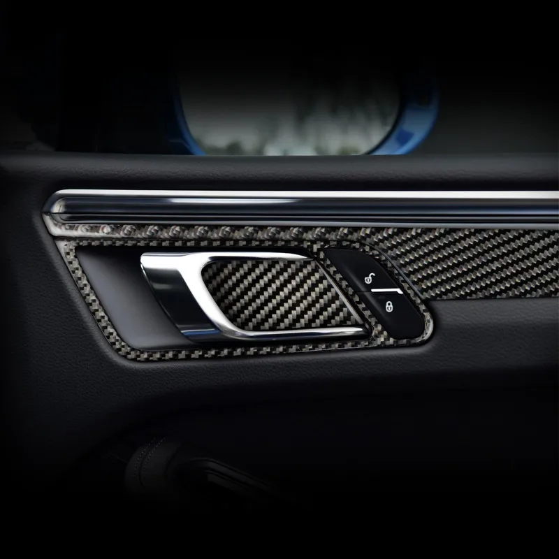 

Carbon Fiber Car Styling Inner Door Handle Frame Decoration Sticker Trim For Porsche Macan 2015-18 Interior Door Bowl Decals