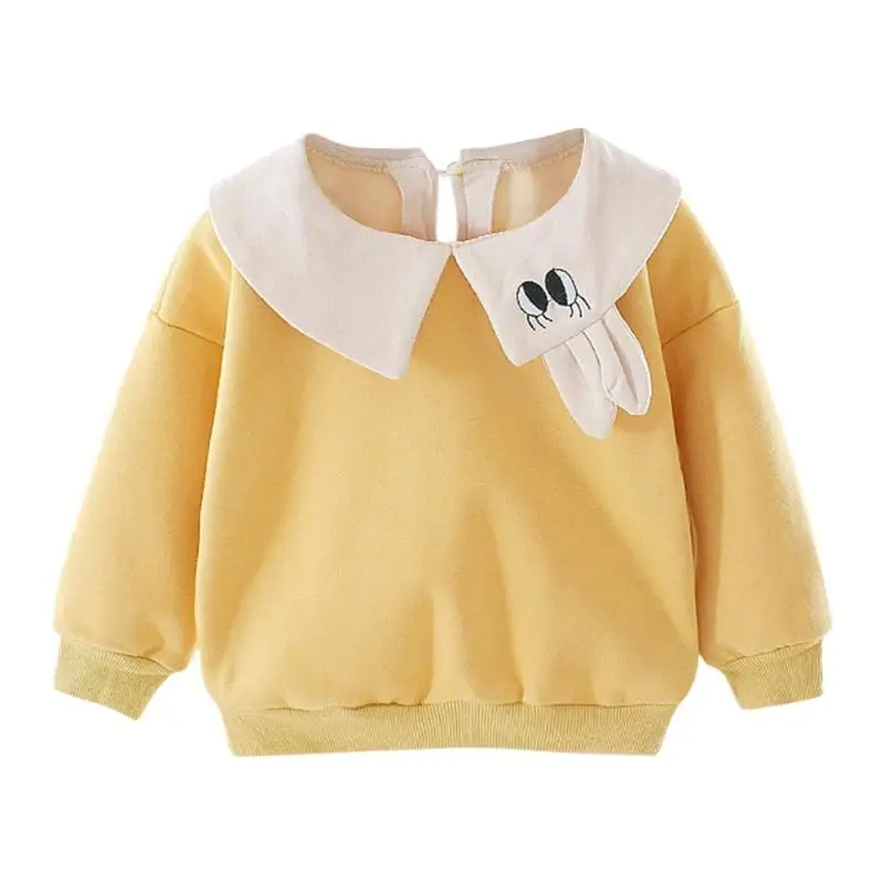 Зимний флисовый свитер для маленьких девочек; удобная мягкая одежда в горошек с длинными рукавами и кукольным воротником; красивая теплая одежда в Корейском стиле - Цвет: Цвет: желтый