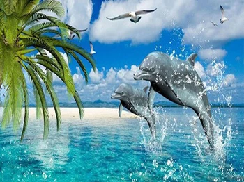 

100% Full 5D Diy Daimond Painting "Dolphins&Seabirds" 3D Diamond Painting Round Rhinestone Diamant Painting Embroidery Animal