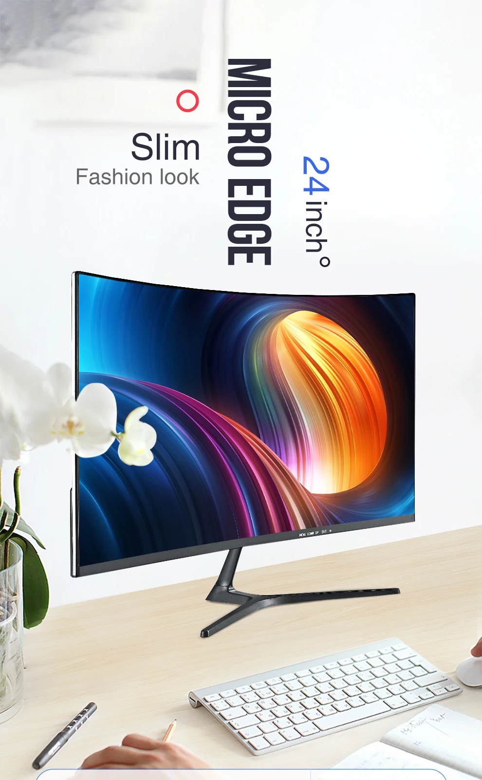 Anmite 23,8 дюймов FHD Hdmi HDR изогнутый TFT ЖК-монитор для соревнований игр светодиодный компьютерный экран HDMI/VGA