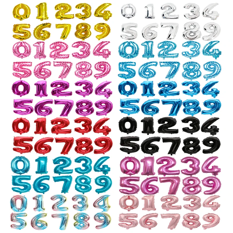 

32 16 Number Foil Balloon Gold Silver Blue pink Digital ballons Globos Birthday Party Decoration kids Baby Shower Supplies