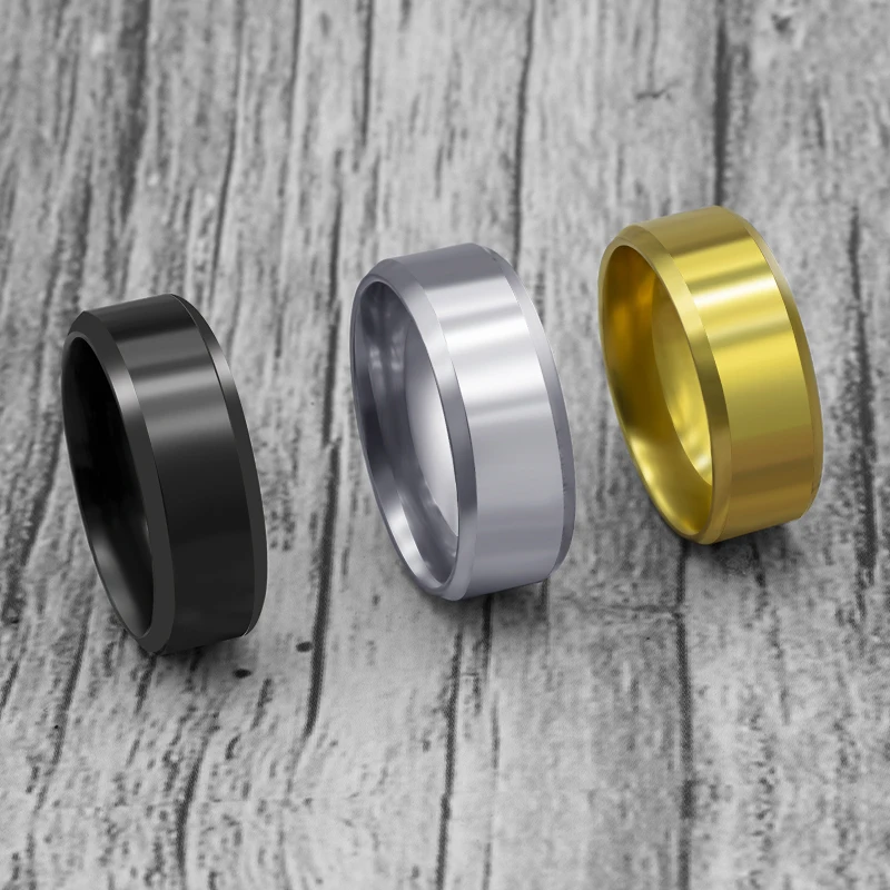 Modischer Edelstahlring Für Damen Und Herren, 8mm Schwarz_voghion.com