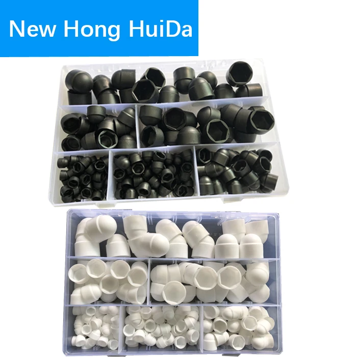 Black White Dome Protection Cap Covers Exposed Hexagon Plastic PE Nut Bolt Assortment Kit