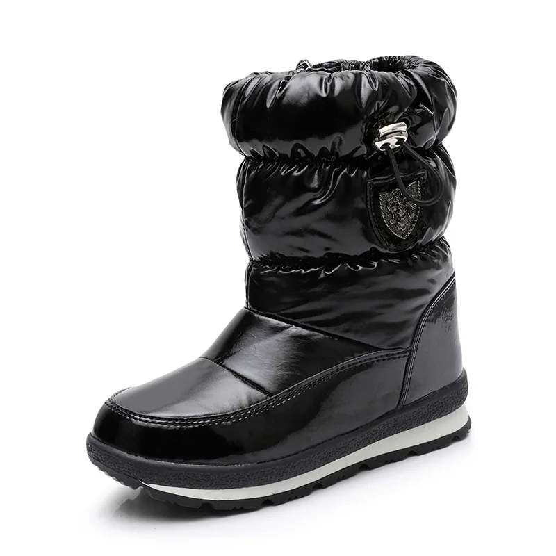 Зимние ботинки Женская шерстяная теплая водонепроницаемая обувь из термопластичной резины с нескользящей подошвой на молнии со шнуровкой до середины икры на платформе размера плюс, женские ботинки - Цвет: black
