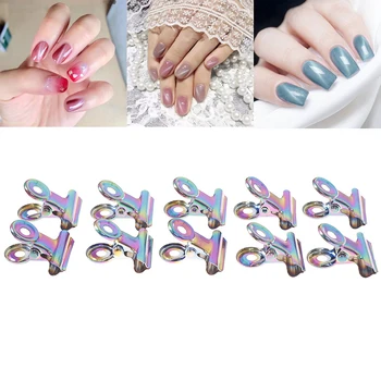 

10pcs Stainless Steel Rusian C Curve Nail Pinching Clips Curvature Clip Professional French Nail Tool Nail Extension Curl Clips