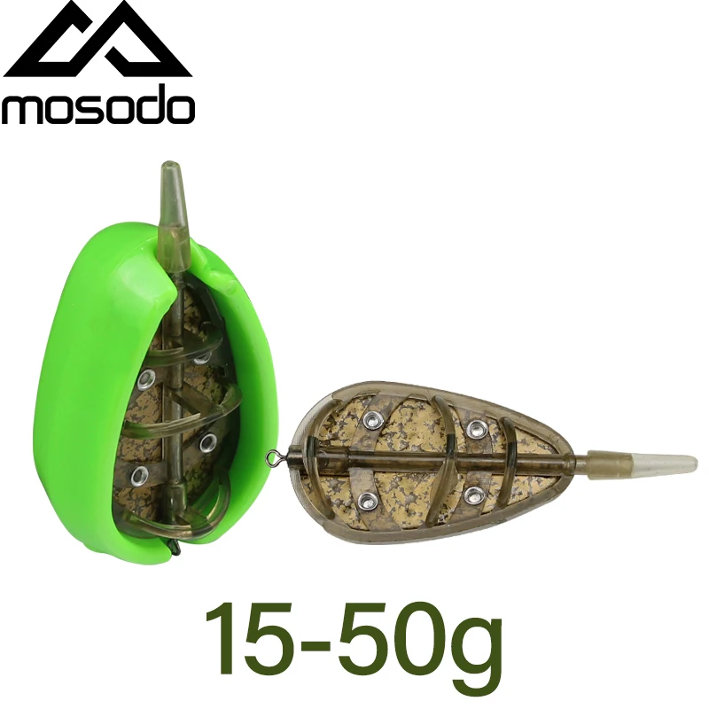 

Mosodo Carp Fishing Method Feeder Mould 15g 20g 30g 40g 50g Metal Coating Inline Feeder Large Capacity lead sinker Bait Thrower