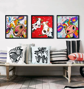 

3 pieces Colorful Cows pictures paintings colorings by numbers animals paints colors by numbers on canvas drawing with colors