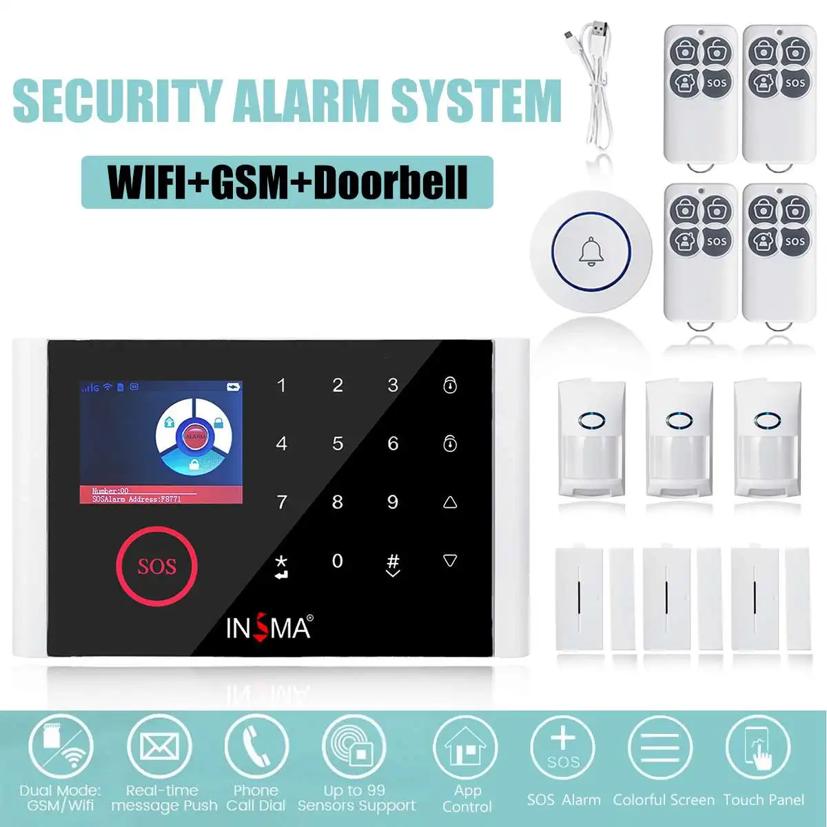 9 языков беспроводная домашняя GSM система охранной сигнализации DIY комплект управления приложением с датчиком движения Охранная