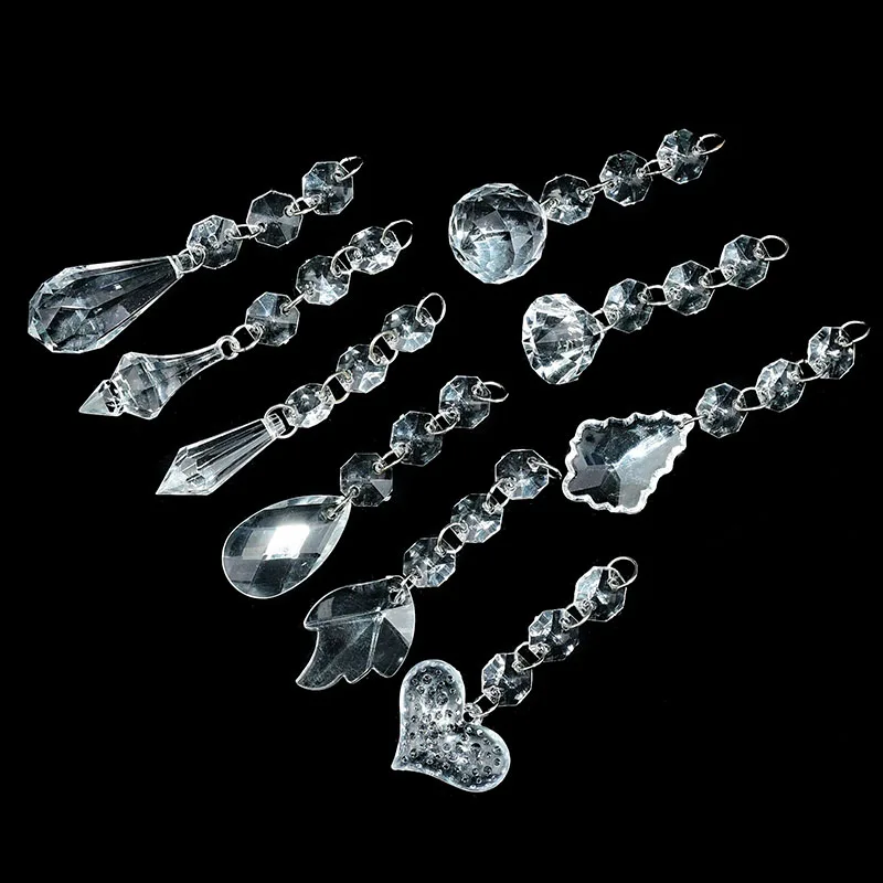 

5Pcs Acrylic Crystal Beads Pendants Maple Leaf Drop Glass Crystals Beads For Chandelier Curtain Hanging Ornaments Wedding Decor