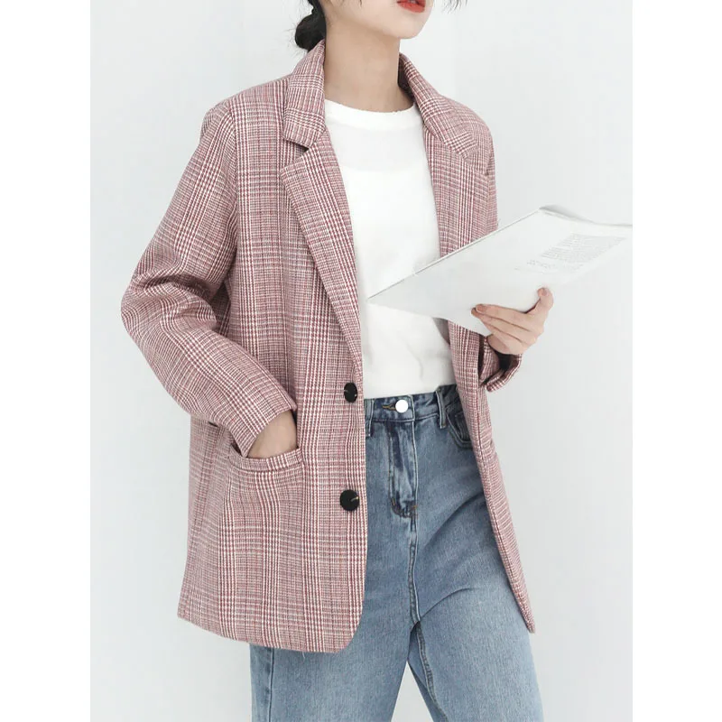 

Cup Tea 2019 Spring New Style French British Style Retro CHIC Plaid Handsome Small Suit Coat Women's Fashion
