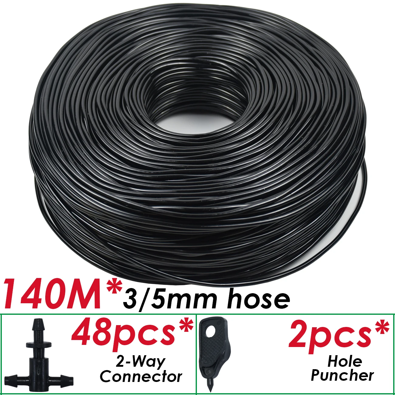SPRYCLE 5M-140M Garden 3/5mm PVC Hose Micro Drip Irrigation System w/ 2-Way Connector 1/8'' Tubing Pipe Arrow Dripper Greenhouse garden hose water hose plastic hose drip irrigation system