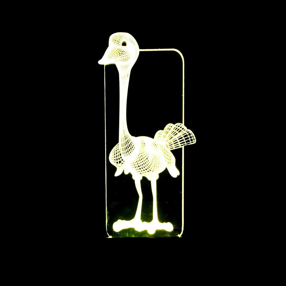 

Creative Cartoon Ostrich Colorful 3D Lamp LED Light Remote Control Gradient Color Touch Control 3D Night Lamp Household Small Ta