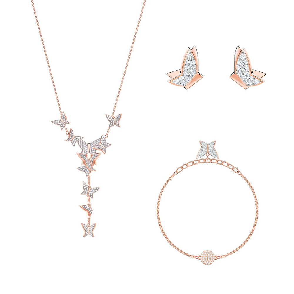 Fashion New LILIA Gorgeous Colorful Butterfly Set Decorative Crystal Female Luxury Jewelry Set To Send Girlfriend Gift