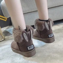 Женские зимние ботинки без шнуровки с милыми животными ботильоны на плоской подошве; цвет черный, коричневый; Socofy женские ботинки на меху женские ботинки; Scarpe Enkellaars Dames