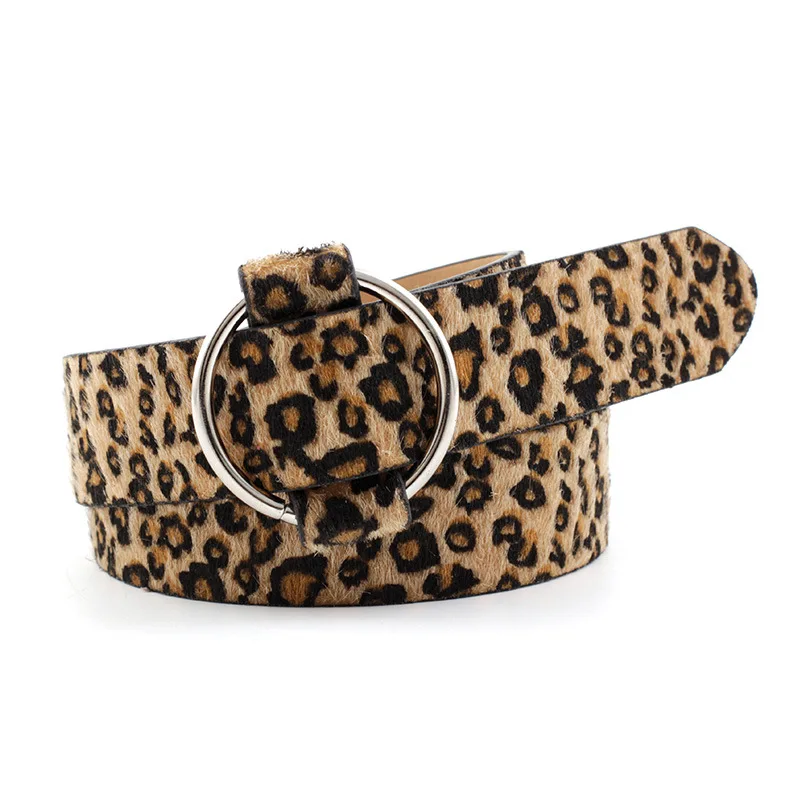 Cinturón de leopardo de piel de serpiente y cebra para mujer, hebilla redonda, ojal, para Vaqueros, de 2020 - AliExpress Accesorios para la ropa