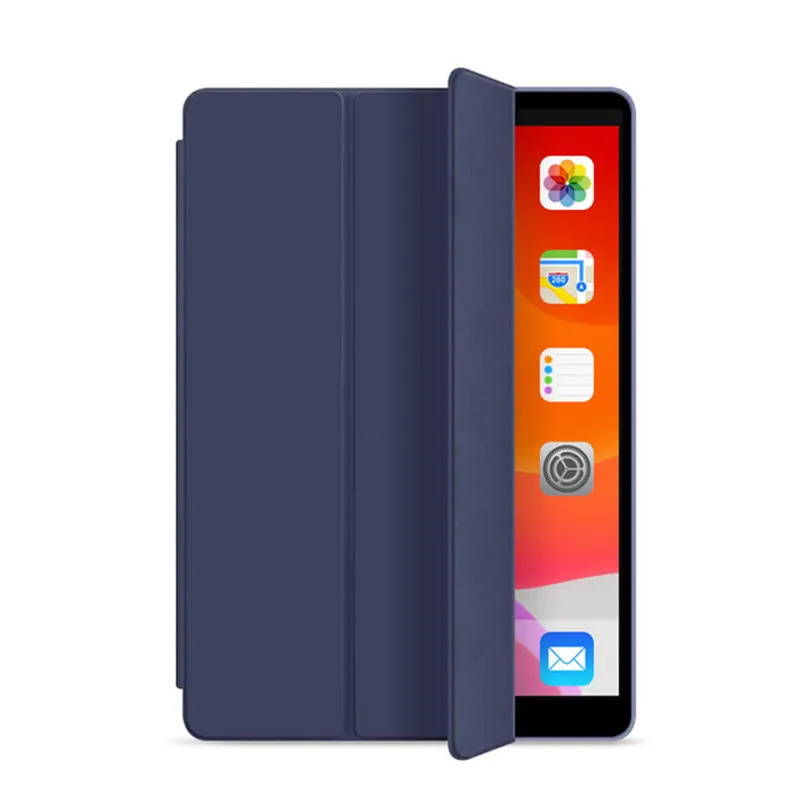 Кожаный трехслойный умный чехол для iPad 10,2 с функцией автоматического сна/пробуждения, легкий чехол для iPad 7-го поколения, 10,2 дюйма - Цвет: Тёмно-синий