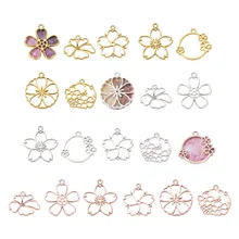 

40/42Pcs Alloy Hollow Flower Charm Open Back Bezel Pendants DIY Resin Setting For Necklace Keychain Earring Craft Jewelry Making