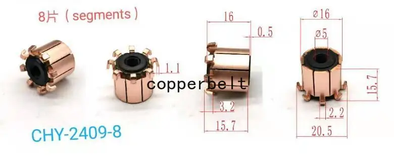 

5x16x15.7(16)mm 8P 10-500pcs Teeth Copper Hook Type Electrical Motor Commutator