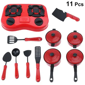 

11pcs Simulation Kitchen Toys Cooking Kitchen Play House Pretend Role Play Utensils Tableware For Kids Children Toddler