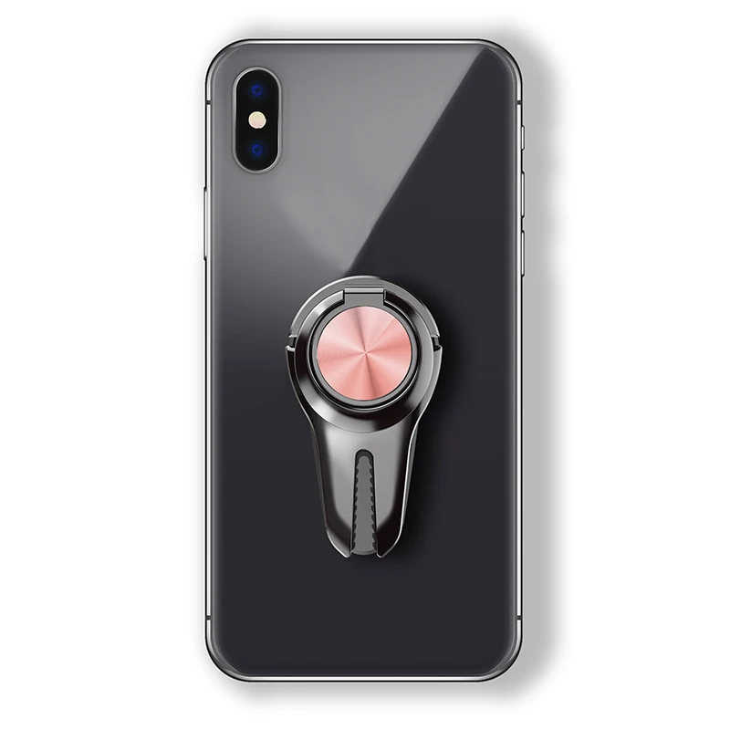 Автомобильный держатель для телефона в автомобиле, вентиляционное кольцо, держатель для телефона, поддержка для iPhone X 7, кольцо-держатель для пальцев, вращающееся вращение - Цвет: Rose Gold