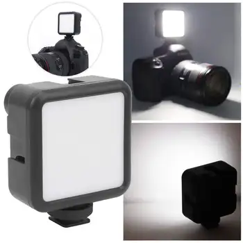 

5W 5600K W49s Mini LED Video Light Portable Photography Fill Light with Triple Cold Shoe Mount for Mobile Phone DSLR Cameras