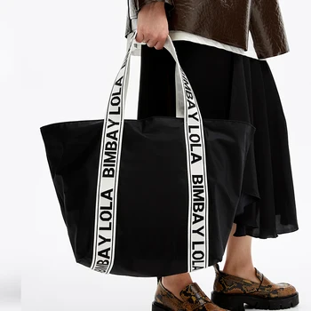 

New with zip fastener and shoulder straps in logo fabric Women' s shopper bag Luxury Classic Brand BIMBA Y LOLA Shoulder Bags