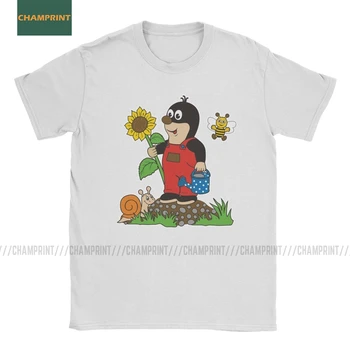 

Vintage Sunflower European Mole Comics T-Shirts Men Cotton T Shirts Krtek Little Maulwurf Cute Cartoon Short Sleeve Tee Shirt