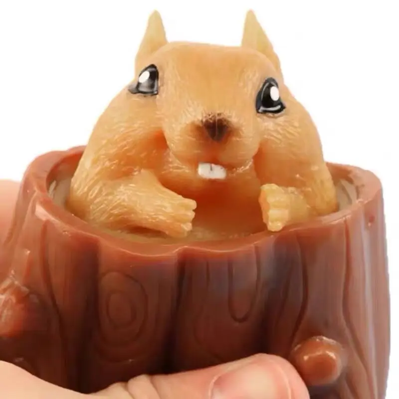 Squeeze Squirrel Cup Evil Decompression Tree Stumps Rubber Children's Toy G.tz 