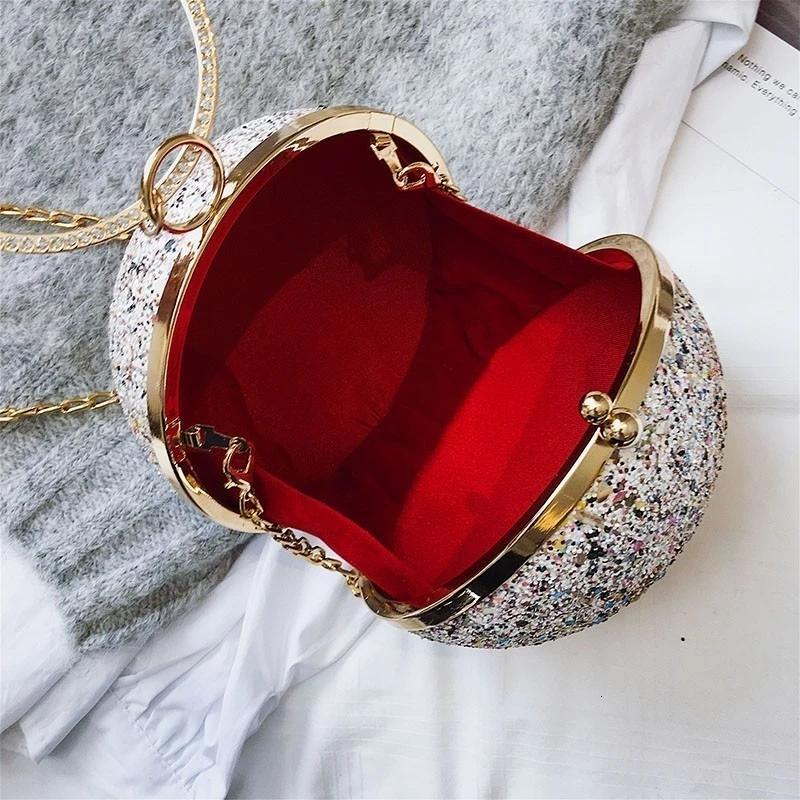 Fashion Round Chains Evening Bags Designer Handle Women Handbags Luxuey Sequins Crossbdoy Bag Lady Party Purses Day Clutchs 2019