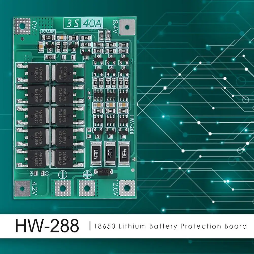 3S 40A BMS 11 1 V 12 6 18650 литиевая батарея Защитная плата для сверла ток/батарея мотоцикла