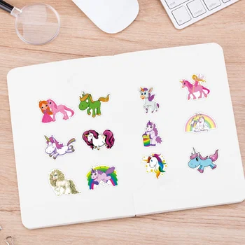 

50 Pcs/Box Lucky Unicorn Sticker Rainbow Adhesive Paper Sticker Diy Handmade Gift Card Photo Album Scrapbook Diary Decor Sticker
