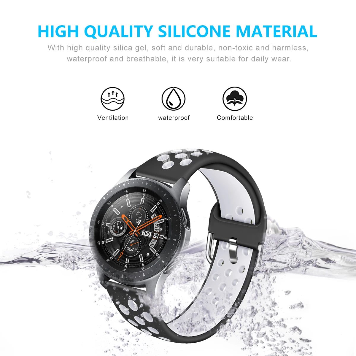 SUIMUMU Совместимость с Samsung Galaxy Watch 46 мм 22 силиконовый ремешок для часов браслет SM R800