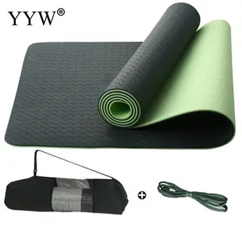 

Tpe Yoga Mat Fitness Gym Cushion Pad 6mm Non-Slip Elastic Band Mat Bag For Indoor Exercise Body Building Lose Weight Sports