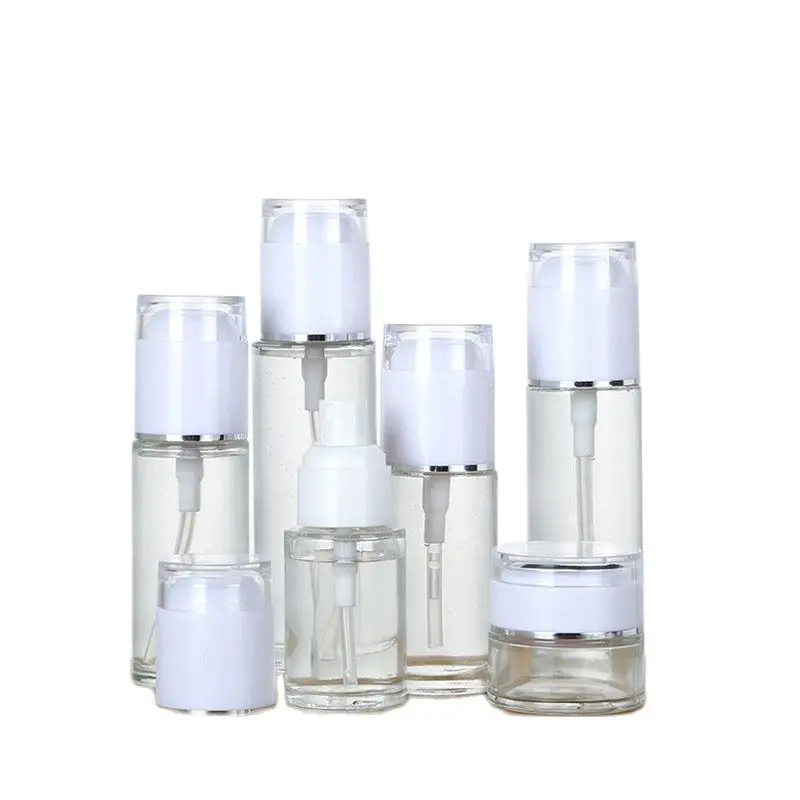 

20g 30g 50g 30ml 40ml 50ml Cosmetic Containers Bottle Glass Spray Lotion Pump Packaging Refillable Bottle Cream Jar 60ml 80ml