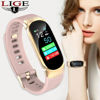 

LIGE Women Sport Smart Bracelet Men LED Waterproof SmartWatch Heart Rate Blood Pressure Pedometer Clock Watch For Android iOS