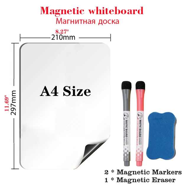 Magnetic soft whiteboard refrigerator stickers erasable memo message board office teaching practice writing board door stickers A4R-Q2Pen1Eraser