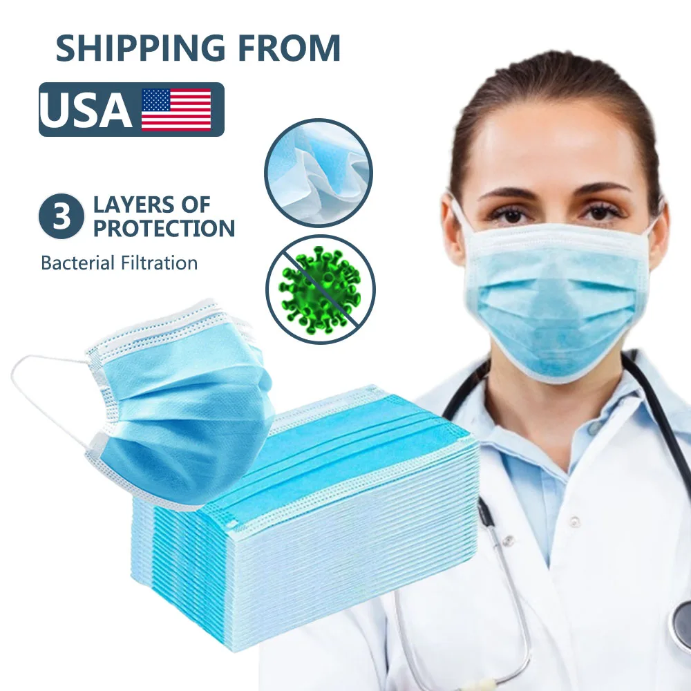 

100PCs Disposable Masks Adult Folding Mouth Cover 3-Ply Used Replacements Earloop Face Mouth Mask Free Ship Anti Pollution Mask
