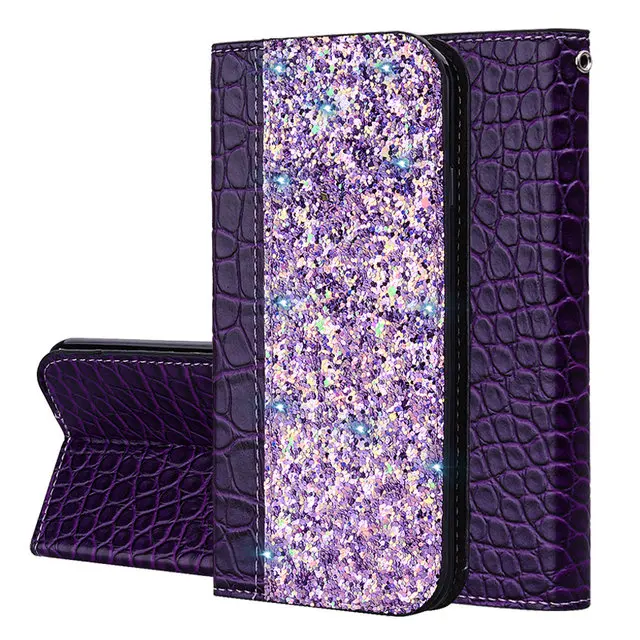 Фиолетовый 6,09 ''mi A3 флип чехол для Funda Xiaomi mi A3 блестщик чехол PU кожаный, в виде бумажника, Магнитный чехол для Xiaomi mi 3 телефона mi A 3 - Цвет: Фиолетовый