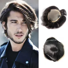 BYMC Remy человеческие волосы мужские парики моно парик натуральные волосы кружева с ПУ сменная система с зажимами