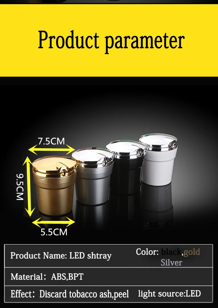 Omabeta Cendrier De Voiture Avec Lumière LED Cendrier De Voiture