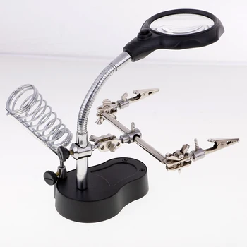 

2 Assistants Clips Led Light Magnifier Table Lamp 3.5x 12x Magnification