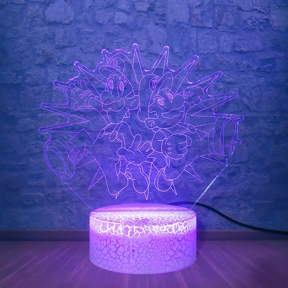 Прямая Led ночник игра Супер Марио Настольная 3d лампа 7 красочных изменений крутой подарок для детей Детская Спальня украшение
