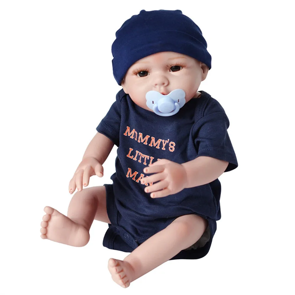 HIINST Birthday Gifts Kids Baby Reborn Boy High Quality Vinyl Silicone Baby Reborn Menino Boy Doll 55cm Reborn Dolls Babies - Цвет: Коричневый