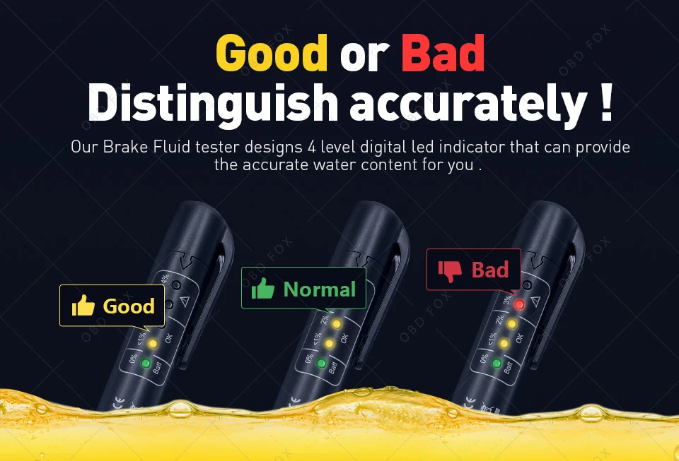 Universal Brake Fluid Tester Accurate Oil Quality Diagnostic Tools LED  Indicator Liquid Testing Pen Automotive Brake Oil tester