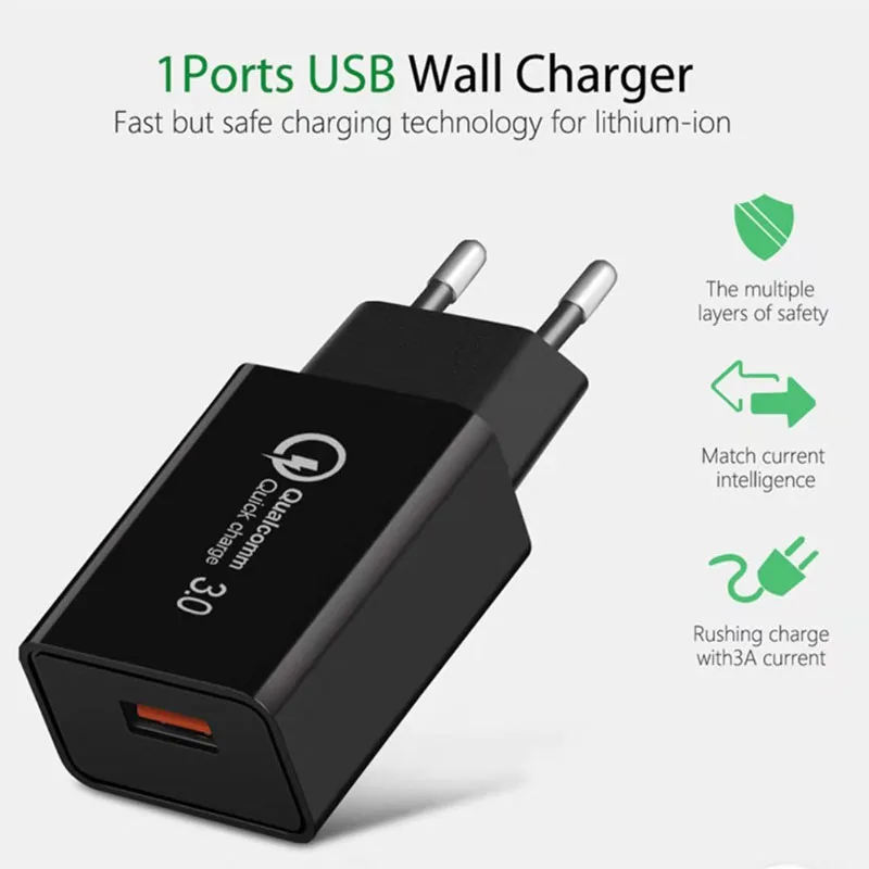 Универсальное зарядное устройство USB QC 3,0 для мобильного телефона xiaomi 9 8 mi 9t pro mi a3 для путешествий redmi 7a note7 8 note 8 7 pro
