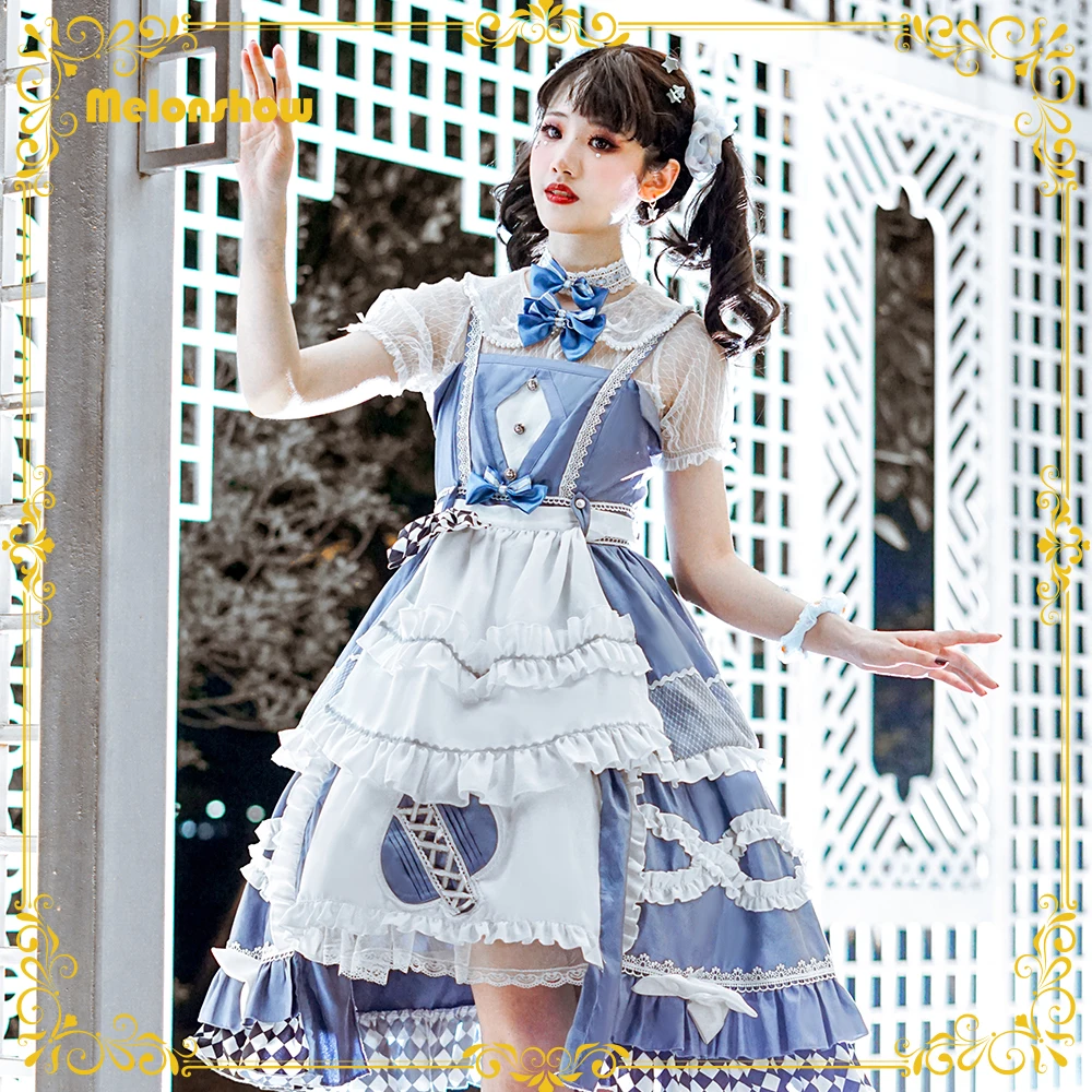

Melonshow Alice Cosplay Lolita Dress Jumper Skirt Classic Victorian Plus Size White Blue Slip Dresses Princess Kawaii Clothing