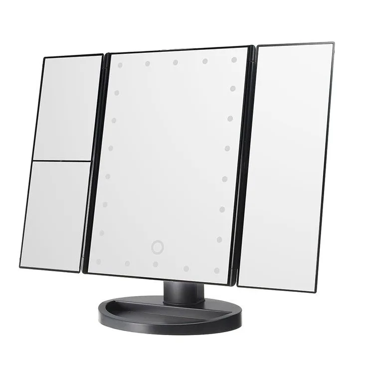 

Cross Border Supply of Goods LED Make-up Mirror Folding Shining Mirror Desktop Makeup Hand-Held Folding Light Included Mirror Ho