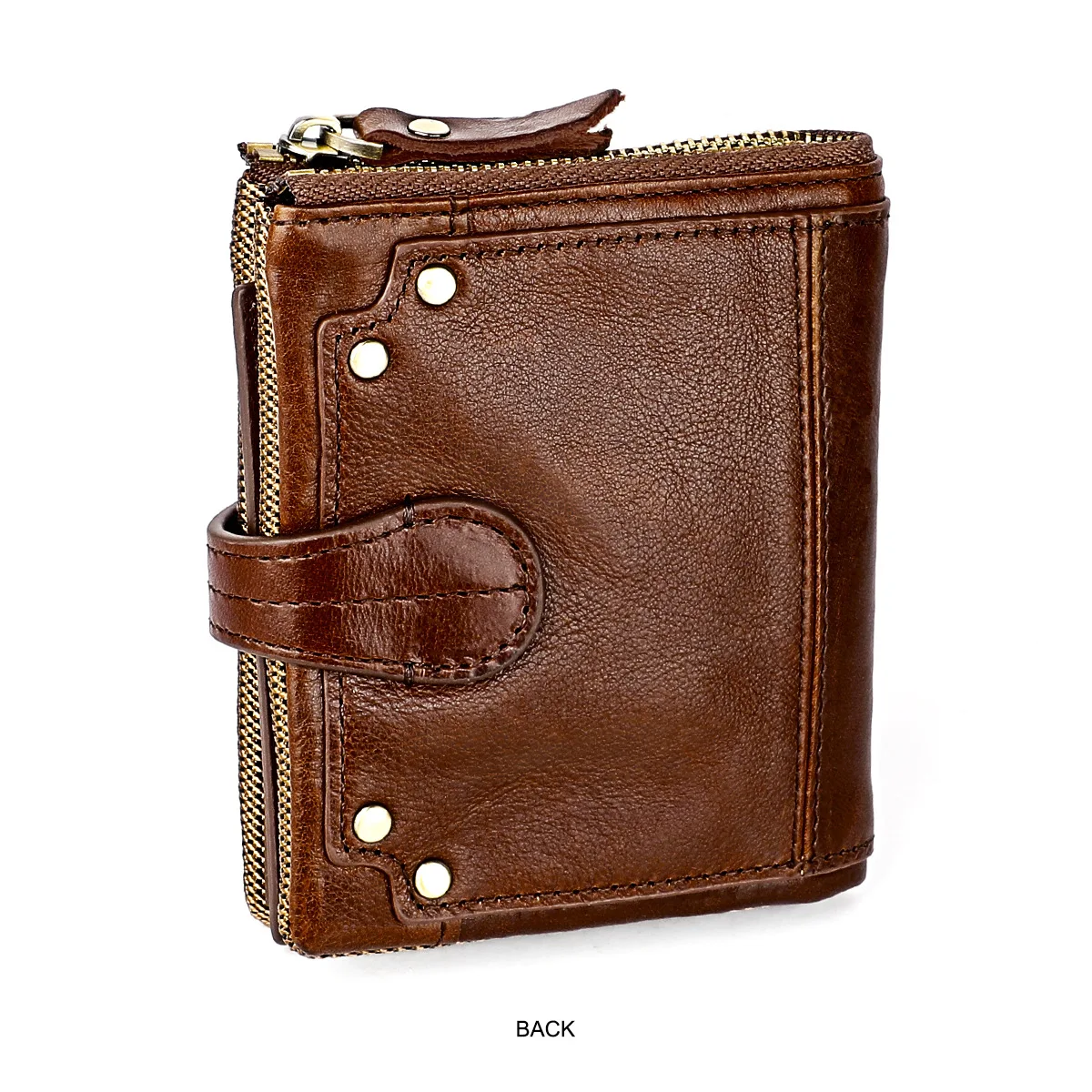 YICHENG RFID luxury Vintage brush Short Genuine Leather wallet men's zipper retro short wallet crazy horse Solid purse