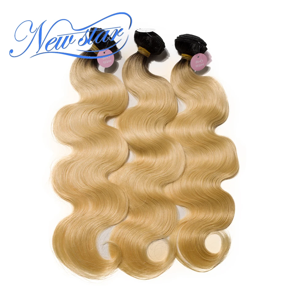

Brazilian Black Roots Blonde Hair Body Wave 3 Bundles T1B/613 Extension 100% Remy Human Hair New Star Hair Weaving